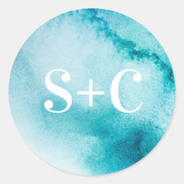 ターコイズイニシャルパーソナライズされた結婚式用シール ラウンドシール