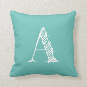 ターコイズイニシャルモノグラム装飾用クッション クッション