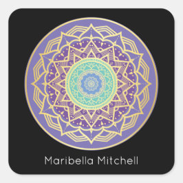 ターコイズインジゴアンドパープル金ゴールドマンダラスクエアS スクエアシール