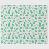 ターコイズウィンタースノーフレーククリスマスツリーオーナメント ラッピングペーパー (フラット)