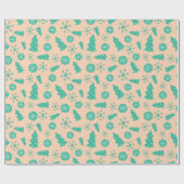 ターコイズウィンタースノーフレーククリスマスツリーオーナメント ラッピングペーパー (フラット)