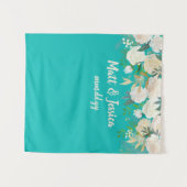 ターコイズウェディングレセプションバックドロップ写真ブース タペストリー (正面(横))