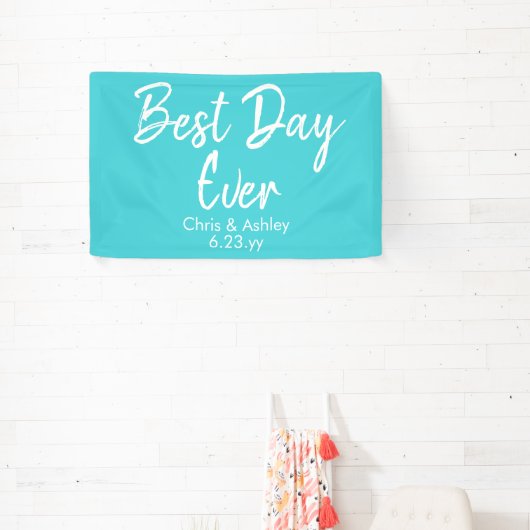 ターコイズウェディングレセプション最高のデコールデイエバー 横断幕 (インサイチュ)