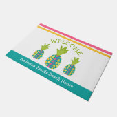 ターコイズウェルカム3トロピカルパイナップルビーチハウス ドアマット (アングル)