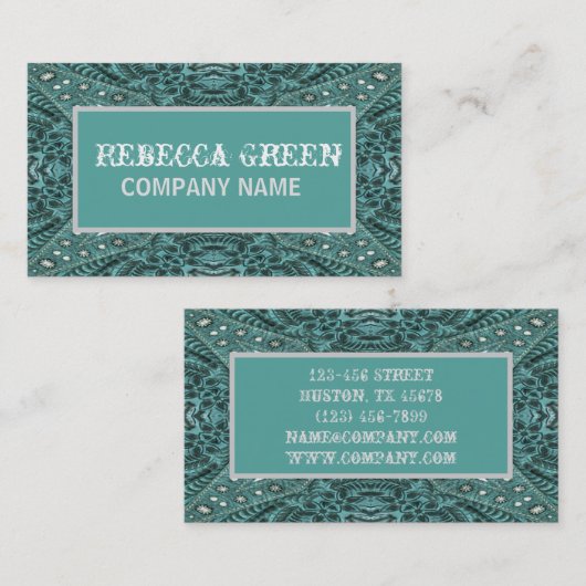 ターコイズウエスタンカントリーレザーファッション女性のカーボーイ 名刺 (正面/裏面)
