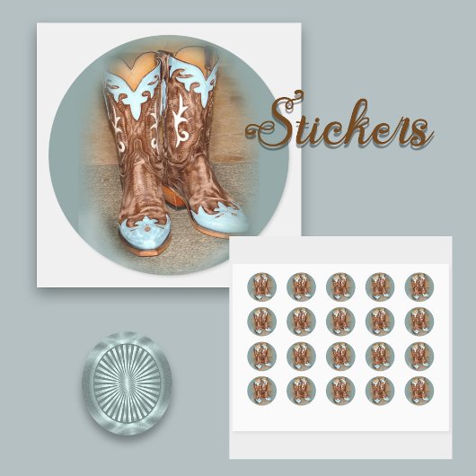 ターコイズウエスタンブーツ ラウンドシール