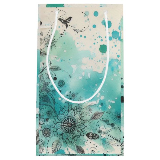 ターコイズウォーターカラーエフエメラ スモールペーパーバッグ (正面)