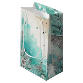 ターコイズウォーターカラーエフエメラ スモールペーパーバッグ