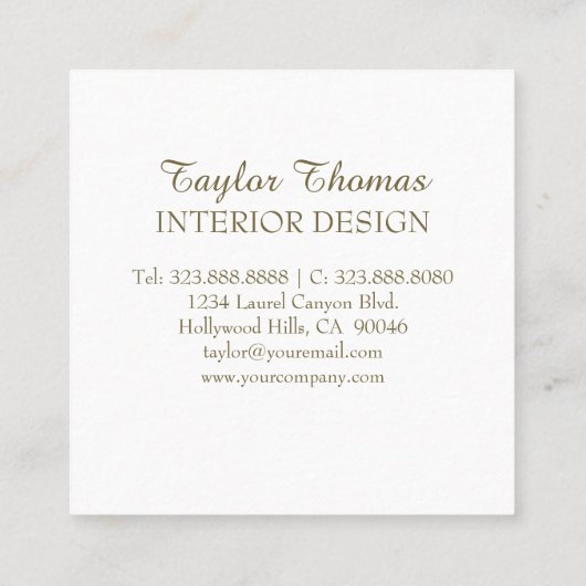 ターコイズウォーターカラージェムストーン金ゴールドリングや輪 スクエア名刺 (裏面)