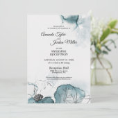 ターコイズウォーターカラースケッチ結婚式の披露宴 招待状 (スタンド正面)