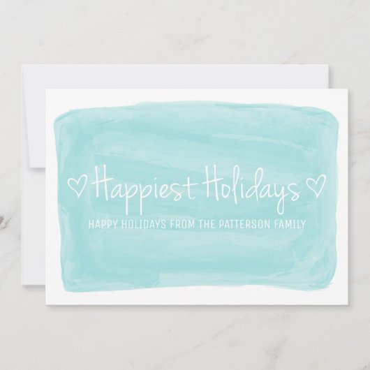 ターコイズウォーターカラーハッピーホリデイズ シーズンカード (正面)