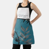 ターコイズウォーターカラーブラック&ホワイトよだれかけ名前をカスタムする エプロン (インサイチュ)