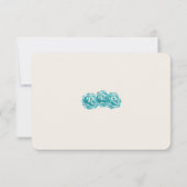 ターコイズウォーターカラーローズの結婚式出欠確認 招待状 (裏面)