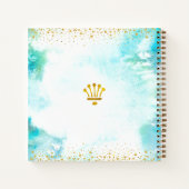 ターコイズウォーターカラー金ゴールドキンセアニラゲストブック ノートブック (裏面)