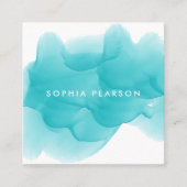 ターコイズウォーター色ブロ スクエア名刺 (正面)