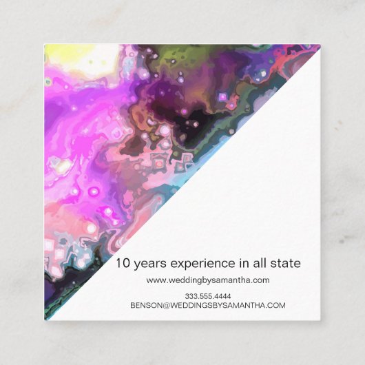 ターコイズウオータカラーウェディングプランナースクエアブシン スクエア名刺 (裏面)