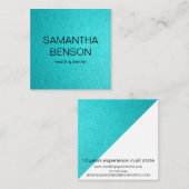 ターコイズウオーターカラーレザーウェディングプランナー スクエア名刺 (正面/裏面)
