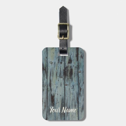 ターコイズウッドデザインヴィンテージシャビーシックなギフト ラゲッジタグ (正面縦)