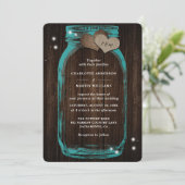 ターコイズウッドメイソンジャー ラスティック フォール ウェディング 招待状 (スタンド正面)