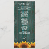 ターコイズウッド素朴ひまわり結婚式 プログラム (裏面)
