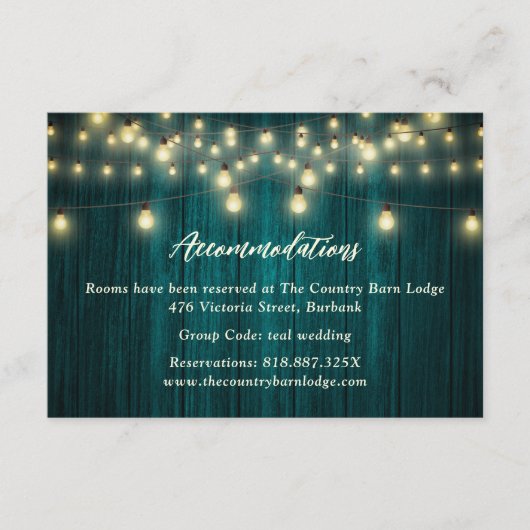 ターコイズウッド カントリーウェディング ホテル宿泊カード エンクロージャーカード (正面)