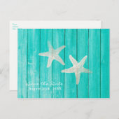 ターコイズウッド＆スターフィッシュビーチエレガント・セーブ・ザ・デート 案内ポストカード (正面/裏面)