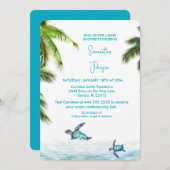 ターコイズウミガメ熱帯産ベビーシャワー 招待状 (正面/裏面)