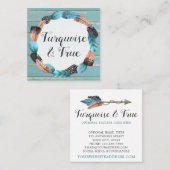 ターコイズウ素朴ッド&フェザーアローボホシック スクエア名刺 (正面/裏面)