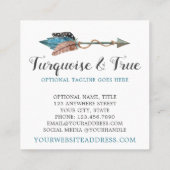 ターコイズウ素朴ッド&フェザーアローボホシック スクエア名刺 (裏面)