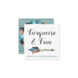ターコイズウ素朴ッド&フェザーアローボホシック スクエア名刺