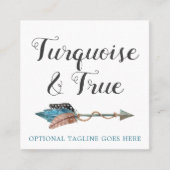 ターコイズウ素朴ッド&フェザーアローボホシック スクエア名刺 (正面)