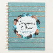 ターコイズウ素朴ッド&フェザーリースボホシック プランナー手帳 (正面)