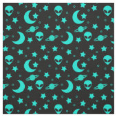 ターコイズエイリアンパターン(星と月) ファブリック (見本)