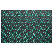 ターコイズエイリアンパターン(星と月) ファブリック (ファットクウォーター)