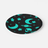 ターコイズエイリアンパターン(星と月) ペーパープレート (アングル)