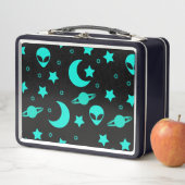 ターコイズエイリアンパターン(星と月) メタルランチボックス (インサイチュ)