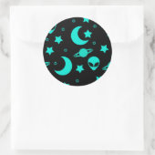 ターコイズエイリアンパターン(星と月) ラウンドシール (バッグ)