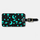 ターコイズエイリアンパターン（星と月） ラゲッジタグ (正面横)