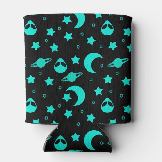 ターコイズエイリアンパターン（星と月） 缶クーラー (裏面)
