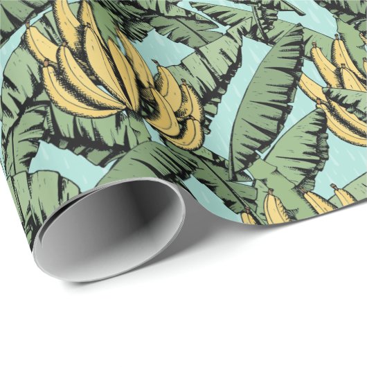 ターコイズエキゾチックイエローバナナズ離れと ラッピングペーパー (ロールコーナー)