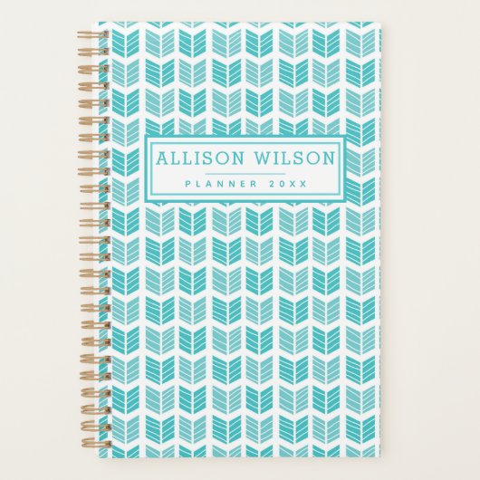 ターコイズエスニックアステカ矢印パターン プランナー手帳 (正面)