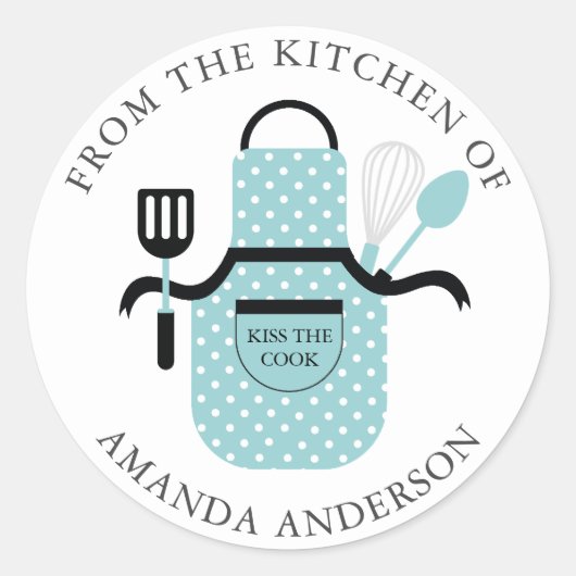 ターコイズエプロンキス調理師からキッチン ラウンドシール (正面)