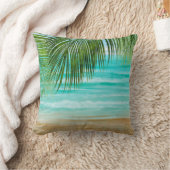 ターコイズエメラルドグリーン熱帯ビーチパームツリー クッション (ブランケット)