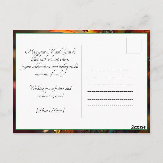 💚💜💛ターコイズエレガンス：マルディグラスラディアンス ポストカード (裏面)