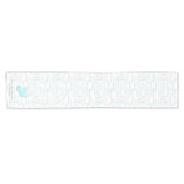 ターコイズエレガントとシルバークリスマスタイポグラフィ ショートテーブルランナー (横)