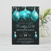 ターコイズエレガントアゲートバウブル21歳の誕生日 招待状 (スタンド正面)