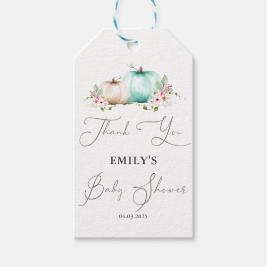 ターコイズエレガントカボチャありがとう ギフトタグ (正面)