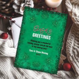 ターコイズエレガントグリッターの雪片クリスマス シーズンカード