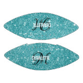 ターコイズエレガントグリッターモノグラム名サッカー アメリカンフットボール (パネル)