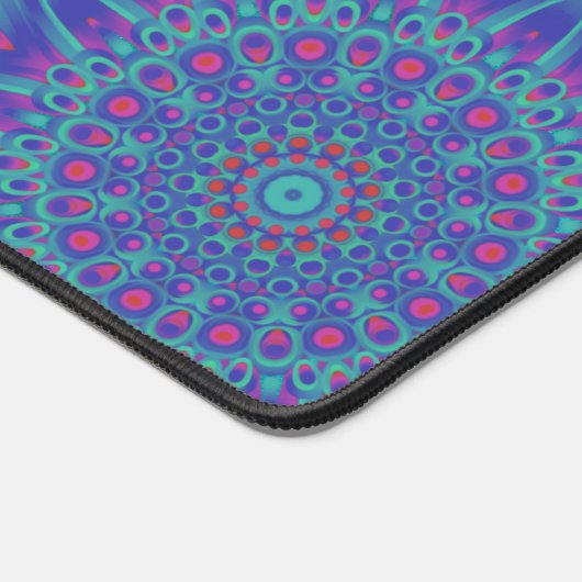 ターコイズエレガントグリーンフローラマンダラ自然禅 デスクマット (コーナー)